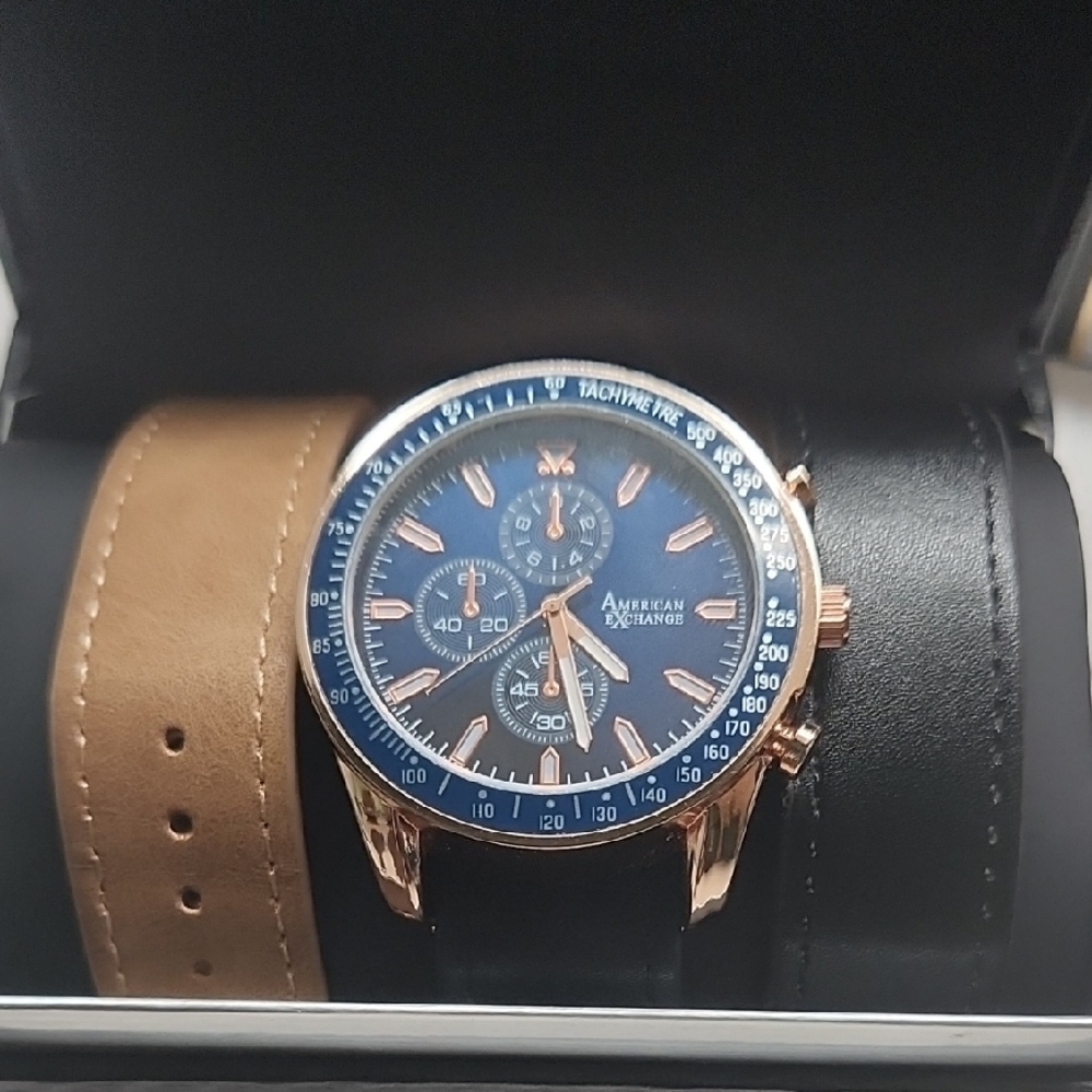 Men's Blue and Black Watch